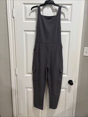 Final Touch Dark Gray Utility Cargo Jumpsuit - Boutique